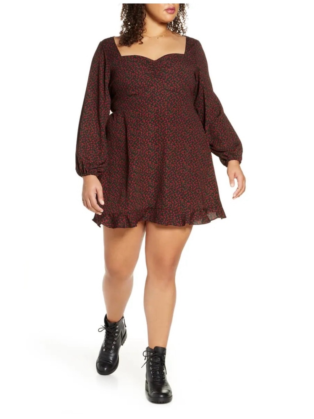 BP Nordstrom Floral Peplum Long Sleeve-  Plus Size Dress